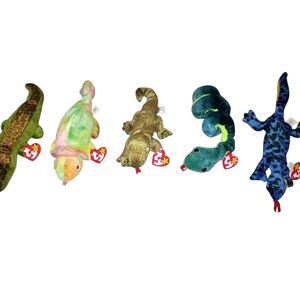 5 Piece Vintage Ty Beanie Baby Reptile Collection